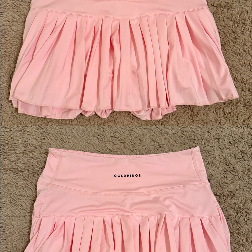 Pink Pleated Women's Gold Hinge Skirt